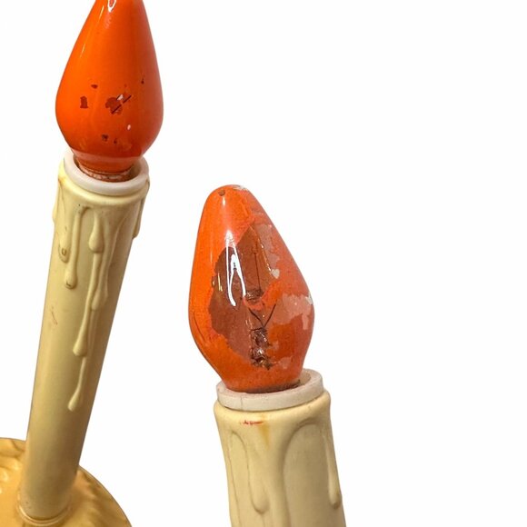 Vintage 1950s 5-Light Orange Plastic Christmas Candelabra Incandescent Holiday - Picture 13 of 16